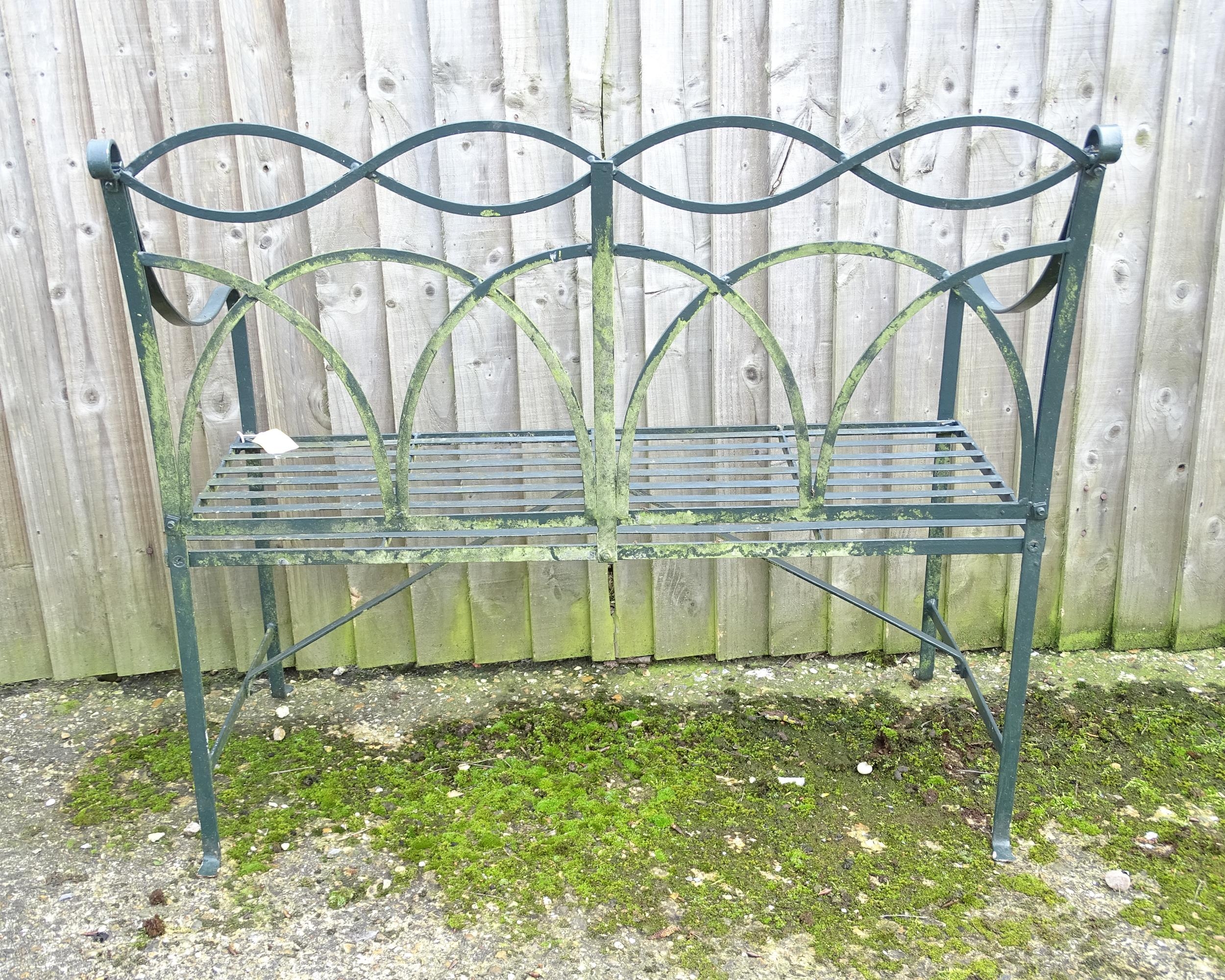 Garden & Architectural : a cast metal two-seater garden bench, approx 40" wide, 36 1/2" tall , 16" - Image 6 of 6