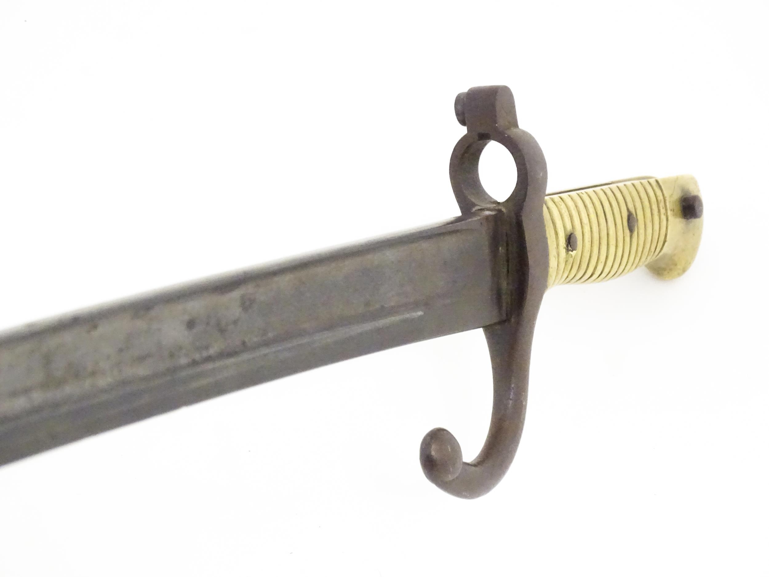 Militaria : a 19thC French M1866 Chassepot Yataghan sword bayonet , bearing Alex Coppel Solingen - Image 11 of 13