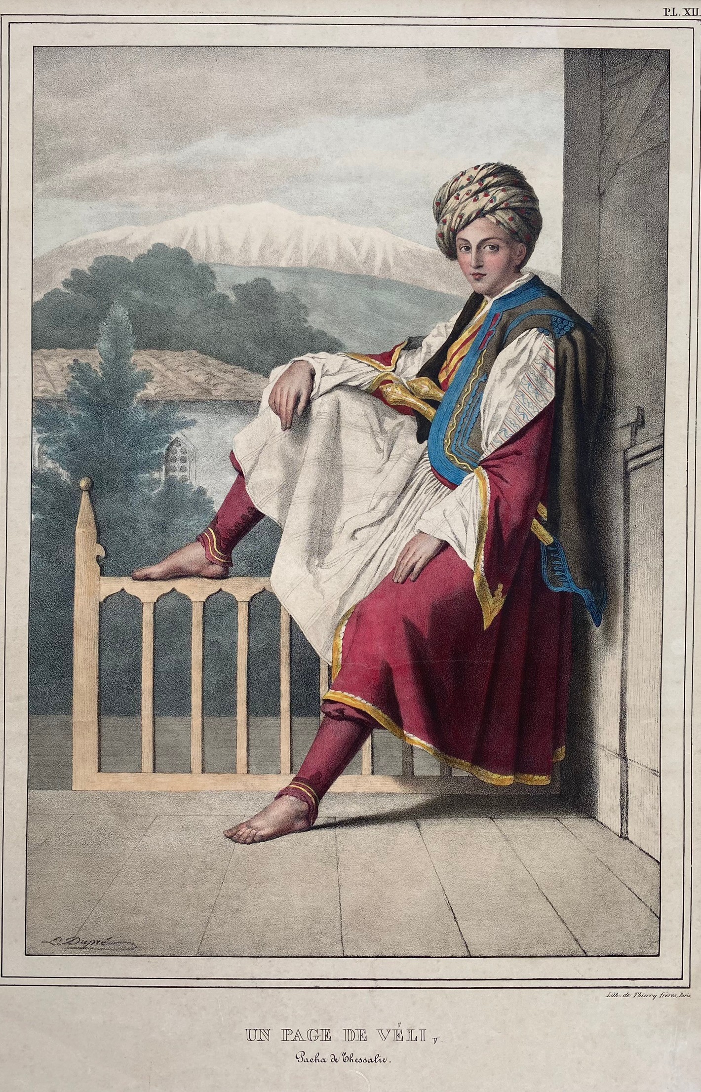 Louis Dupre (1789-1837), Original lithograph hand coloured with watercolour, Titled Une Page de - Image 2 of 5