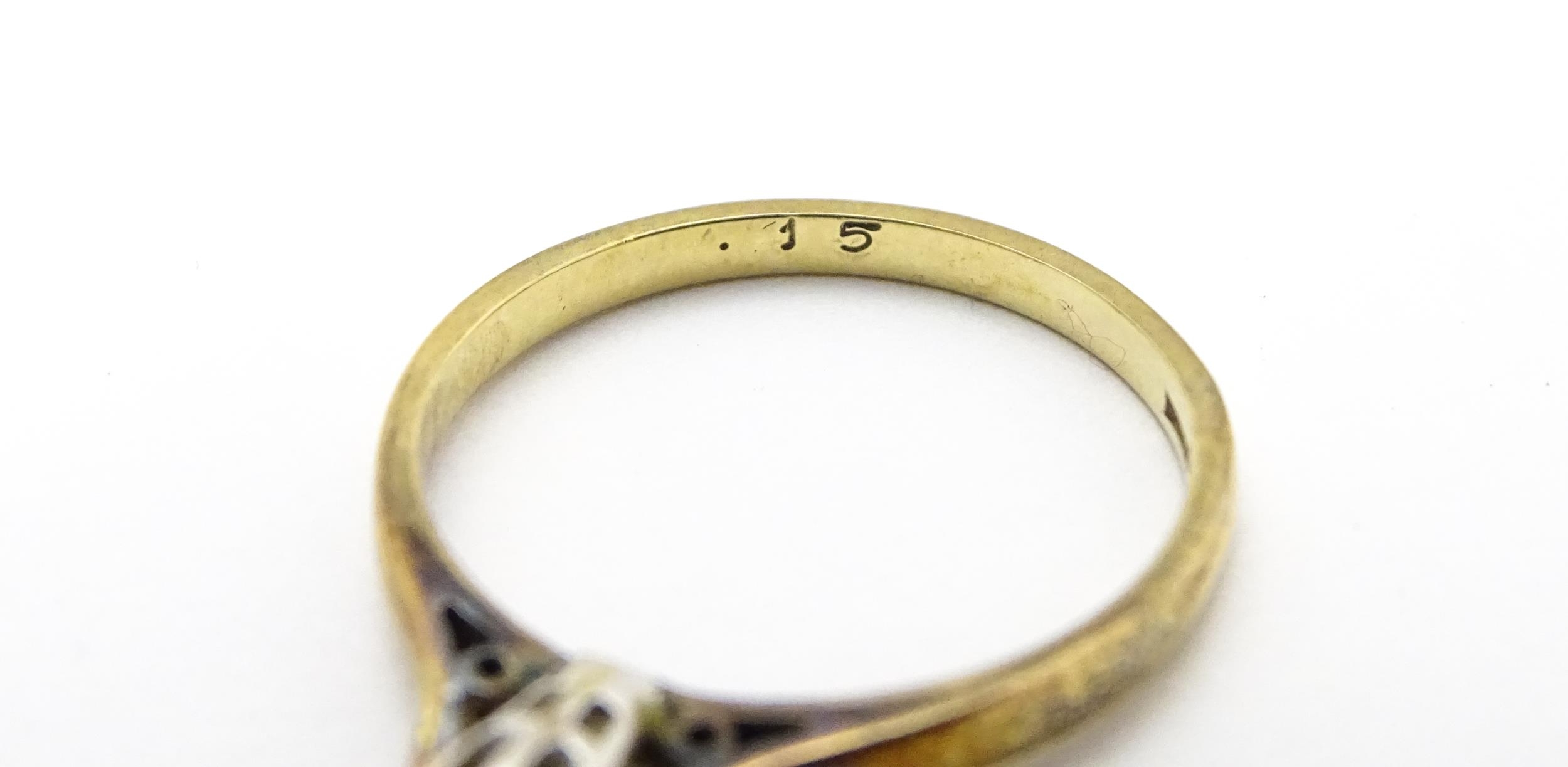 A 9ct gold ring set with diamond solitaire. Ring size approx. L 1/2 Please Note - we do not make - Image 7 of 7