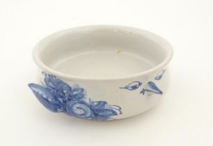 A Danish blue and white bowl / dish of stylised bird form by Bjorn Wiinblad. Signed and inscribed
