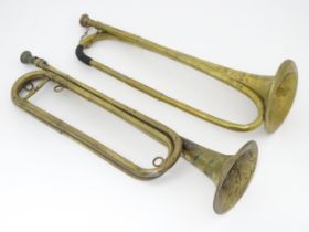 Musical Instruments : a B clarion bugle by Boosey & Hawkes Ltd , London, together with another by