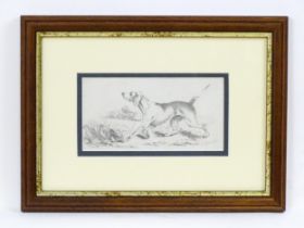 Manner of Henry Thomas Alken, Pencil sketch, A study of a gundog / hound and partridge birds in a