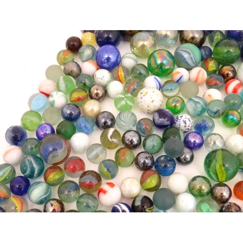 Toys: A quantity of glass marbles, many with colours twists, etc. Largest approx. 1 3/4" diameter - Image 2 of 10