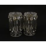 A pair of 20thC cut glass table lustres / candle stands. Approx. 7" high (2) Please Note - we do not