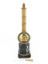 A late 20thC replica of a French swinging pendulum clock / timepiece with skeleton movement,