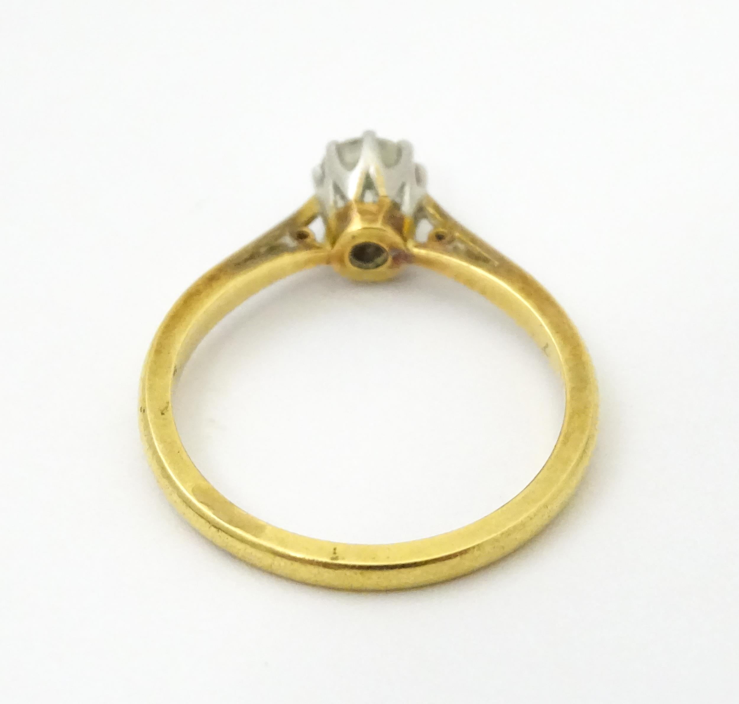 An 18ct gold ring set with diamond solitaire. Ring size approx. M 1/2 Please Note - we do not make - Image 3 of 7