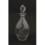 A Rowland Ward glass decanter with engraved Safari animal detail. Unsigned Approx. 11 1/4" high