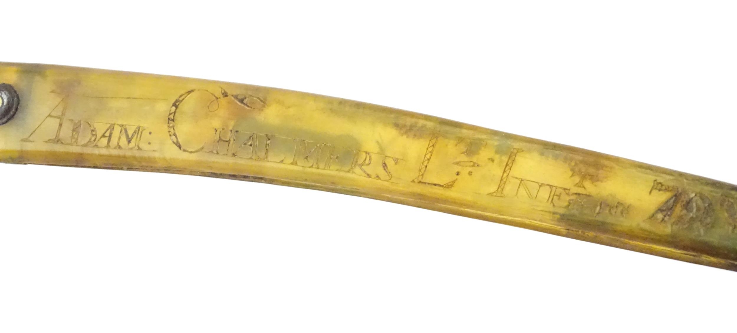 Militaria : a 19thC straight razor, the horn handle inscribed 'Adam Chalmers Lt Inft 79th' and ' - Image 13 of 15