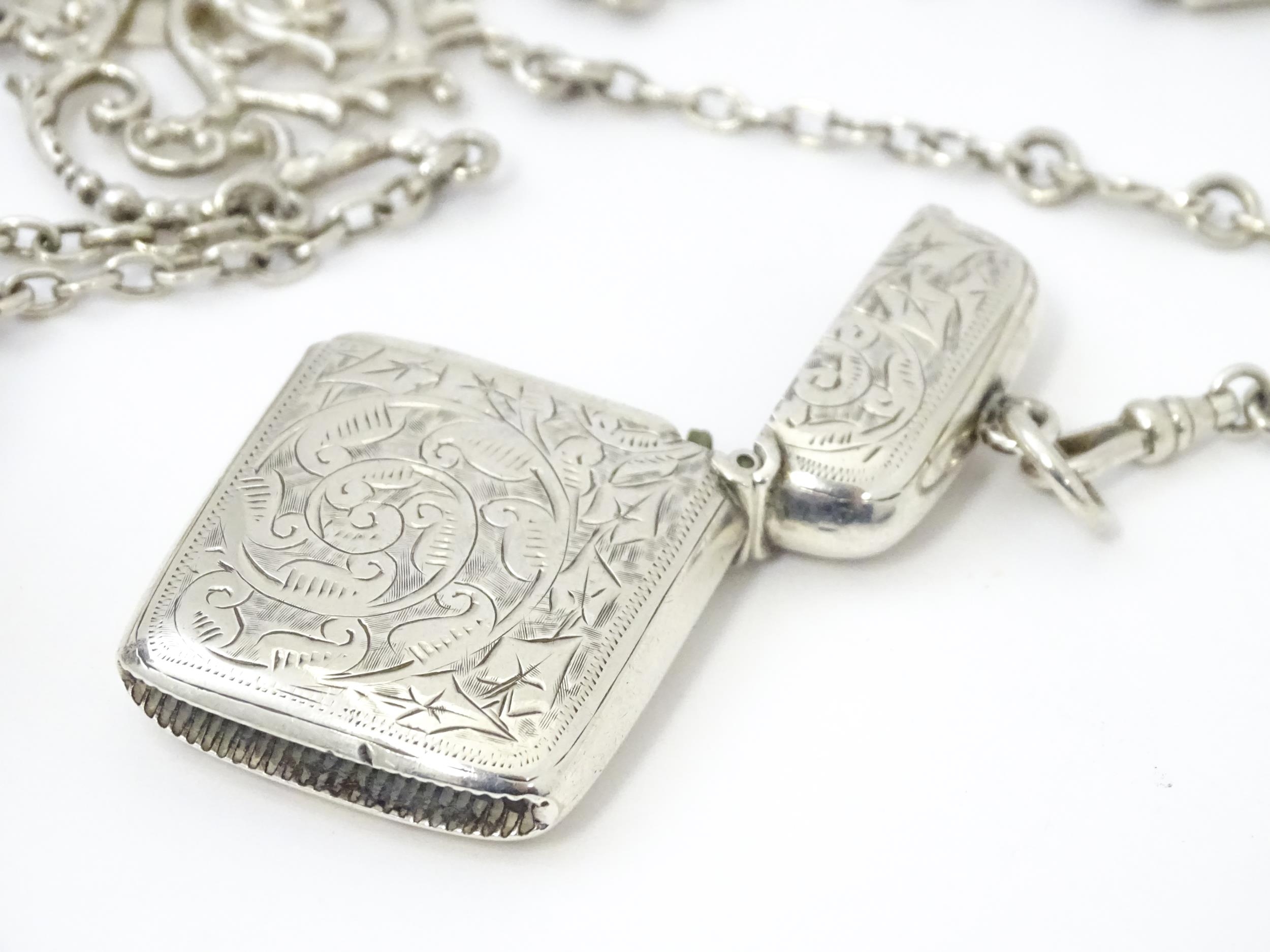 A silver chatelaine with openwork scrolling detail and having five chains, hallmarked Chester - Image 11 of 19