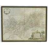 Map: An 18thC map of Gloucestershire with hand colouring, titled An Accurate Map of the Counties