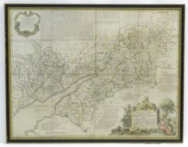 Map: An 18thC map of Gloucestershire with hand colouring, titled An Accurate Map of the Counties