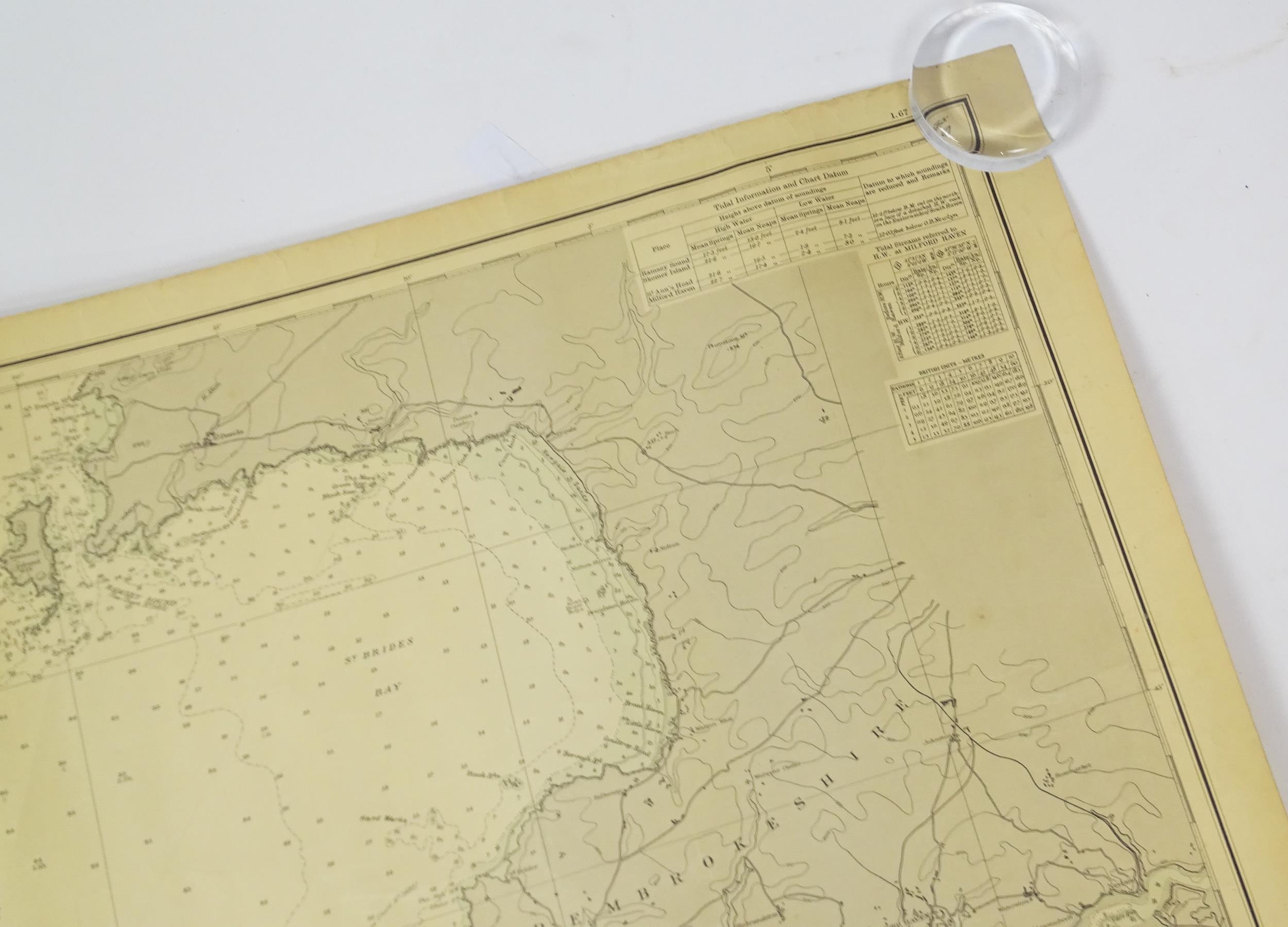Three mid 20thC Hydrographic Office maritime navigational charts for Wales - South Coast, comprising - Image 20 of 26