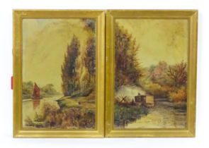 Manner of Sydney Yates Johnson, 20th century, Oil on canvas, A pair of autumnal wooded river