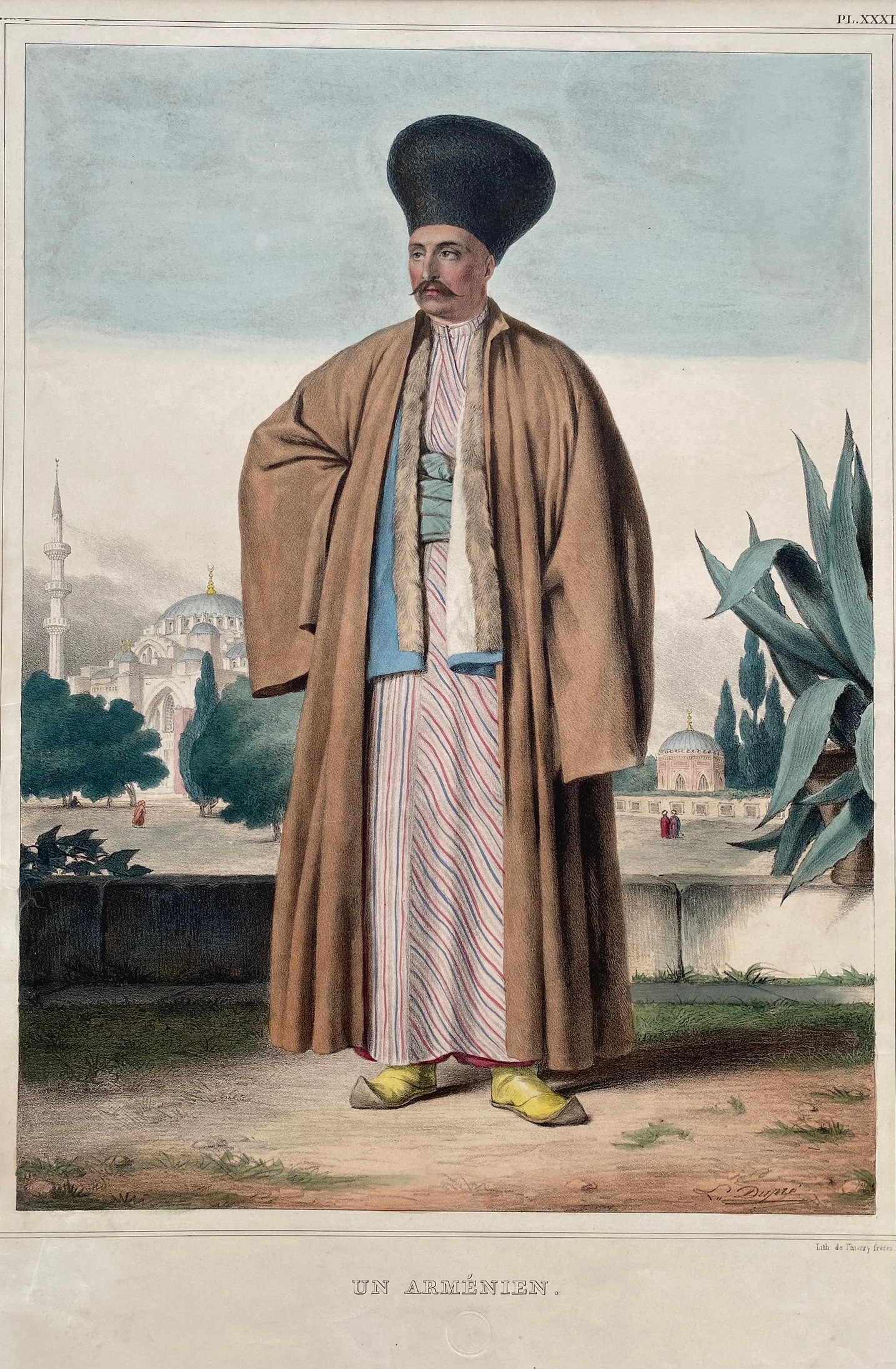 Louis Dupre (1789-1837), Original lithograph hand coloured with watercolour, Titled Un Armenien / An - Image 2 of 5