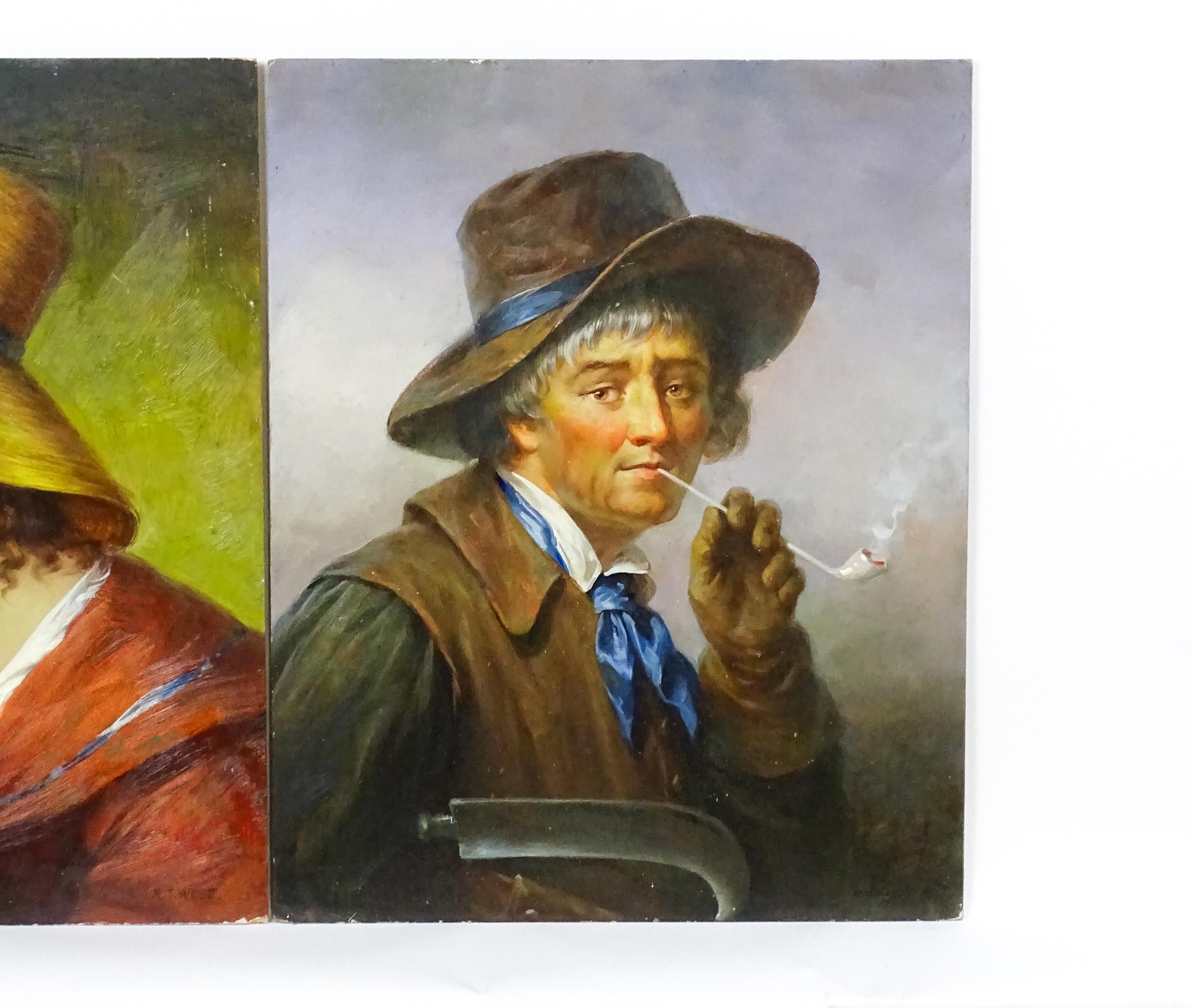 After Thomas Barker of Bath, 20th century, Oil on panel, A pair of portraits, one depicting a farmer - Image 3 of 6