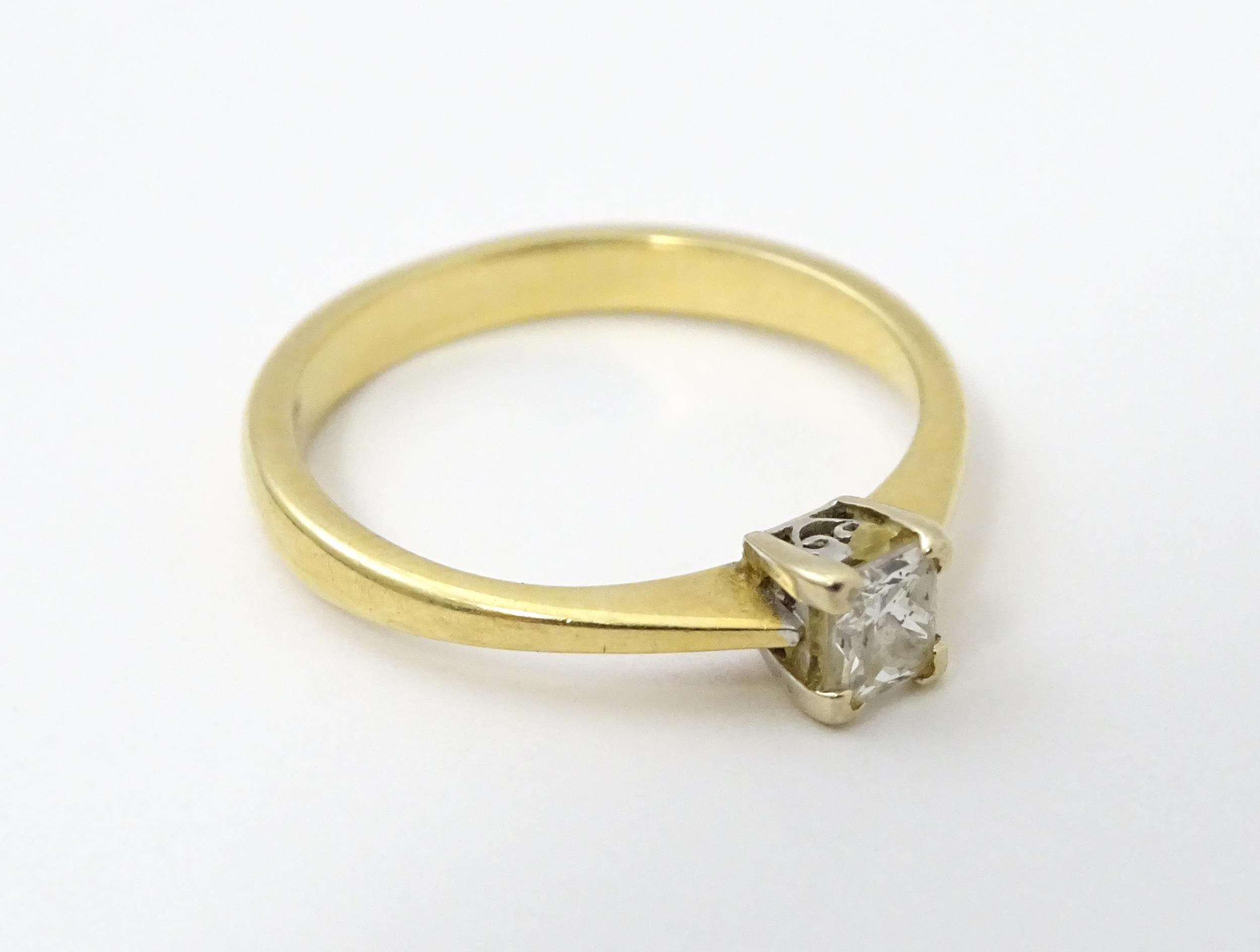 An 18ct gold ring set with diamond solitaire. Ring size approx. L 1/2 Please Note - we do not make - Image 4 of 6