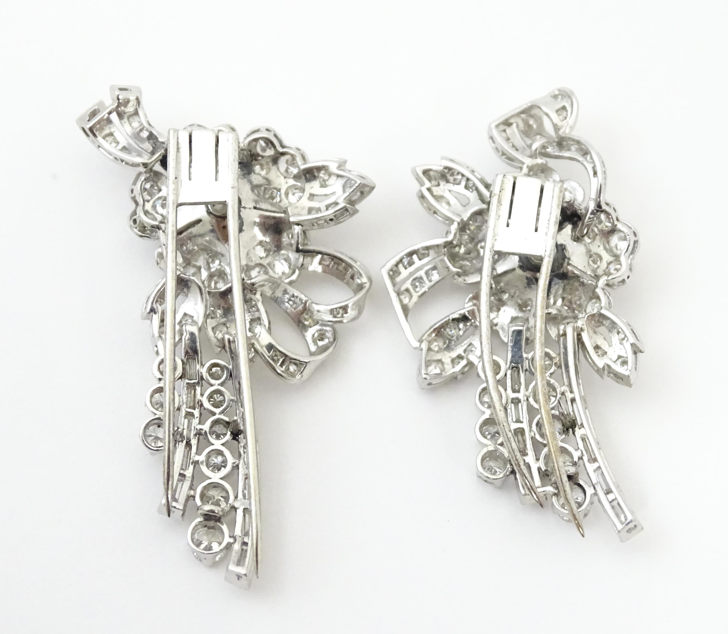 A diamond double clip brooch, the clips with flower and bow detail set with a profusion of - Image 9 of 11