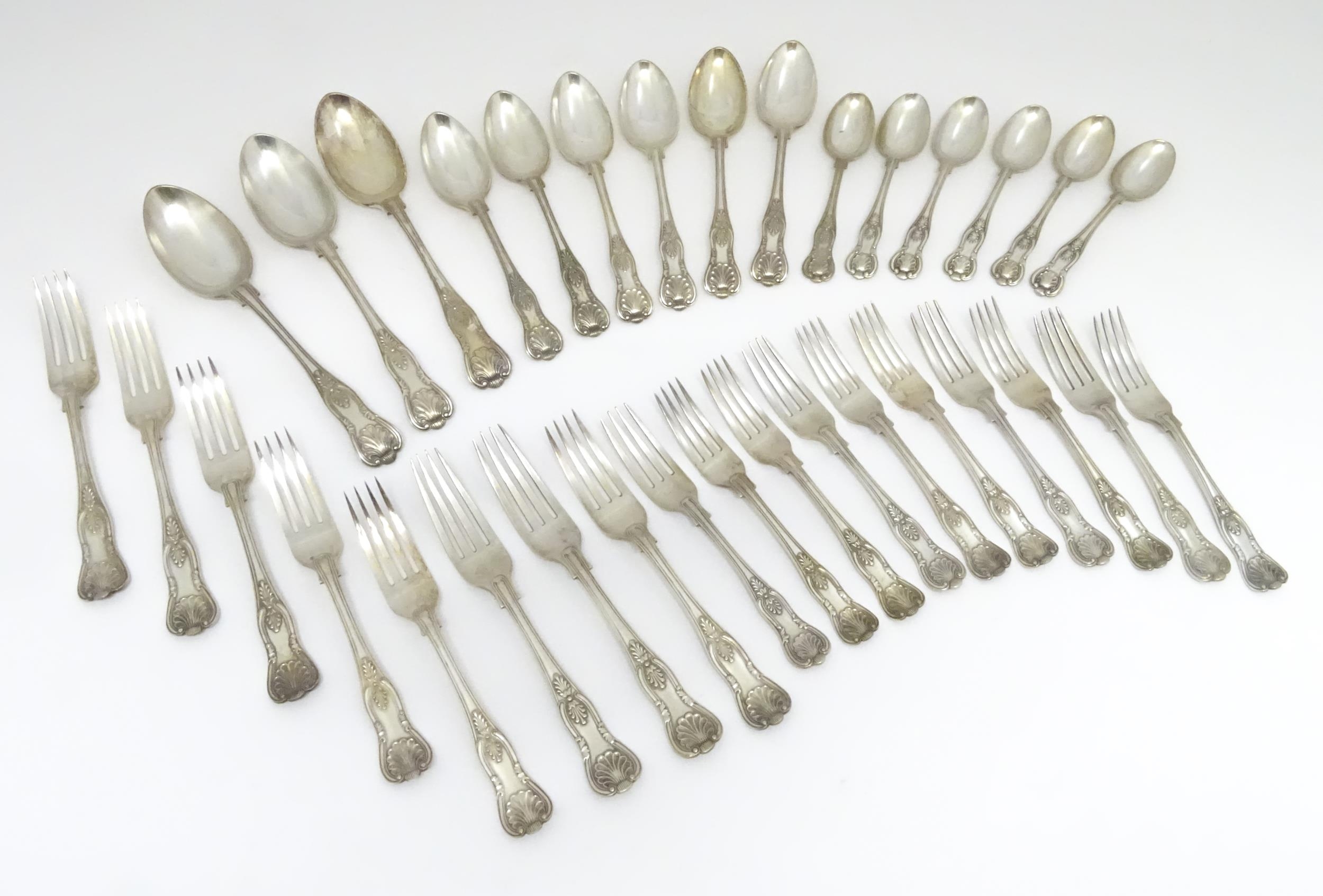 A quantity of silver plate King's pattern flatware / cutlery to include spoons and forks (Approx.