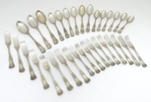 A quantity of silver plate King's pattern flatware / cutlery to include spoons and forks (Approx.