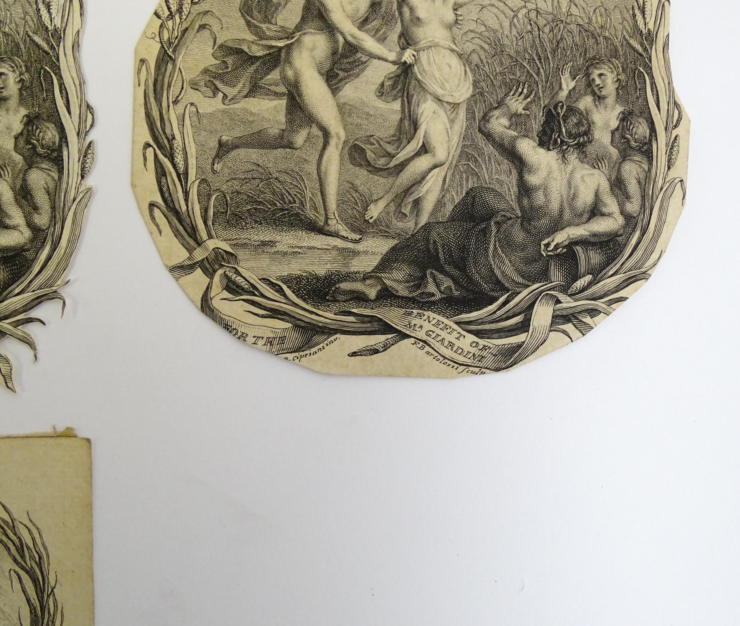 A quantity of 17th and 18thC Bartolozzi engravings to include Apollo & Daphne, Orpheus & Eurydice, - Image 6 of 11