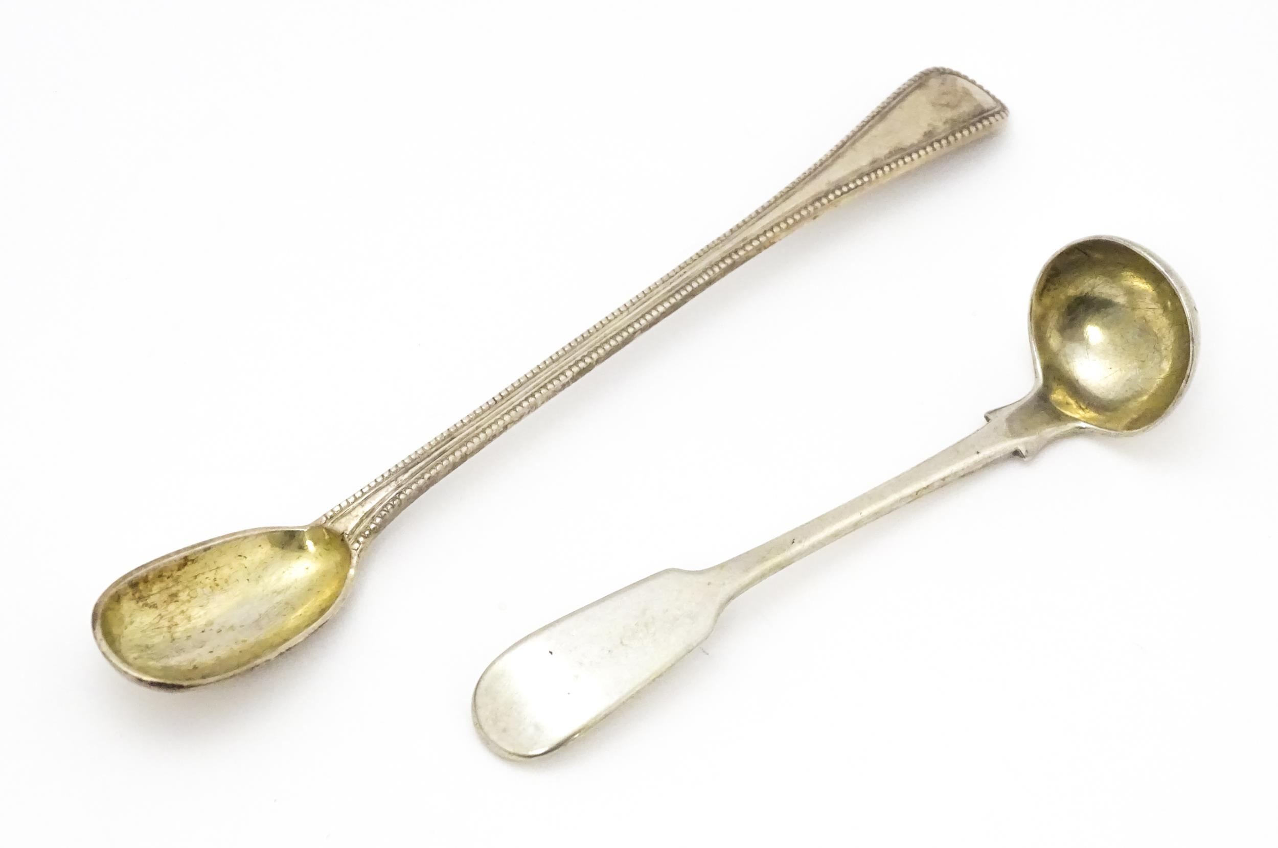 A Victorian silver long handled mustard spoon hallmarked London 1868, maker Chawner & Co. (George