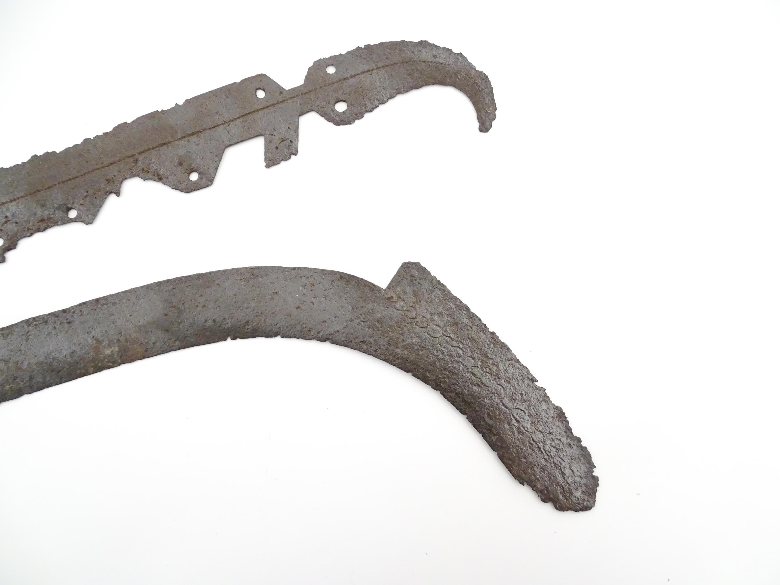 Two old blades, one of curved form, possibly Oriental in origin. Largest approx. 23 1/2" long (2) - Image 6 of 9