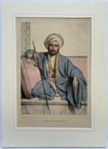 Louis Dupre (1789-1837), Original lithograph hand coloured with watercolour, Titled Bilesikdji