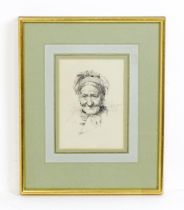 Max Thedy (1858-1924), German School, Pen and ink, A portrait of an old woman. Signed mid right