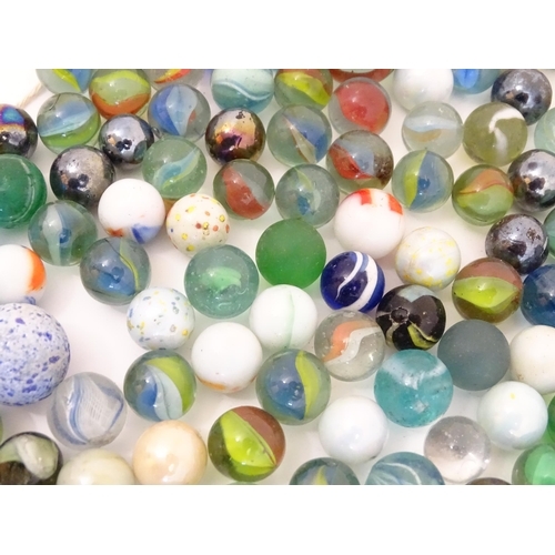 Toys: A quantity of glass marbles, many with colours twists, etc. Largest approx. 1 3/4" diameter - Image 3 of 10