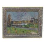 Professor Carel Weight (1908-1997), English School, Oil on board, The Thames, Chiswick. Signed and