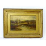 19th century, English School, Oil on canvas, A river landscape with fishermen. Approx. 11 3/4" x