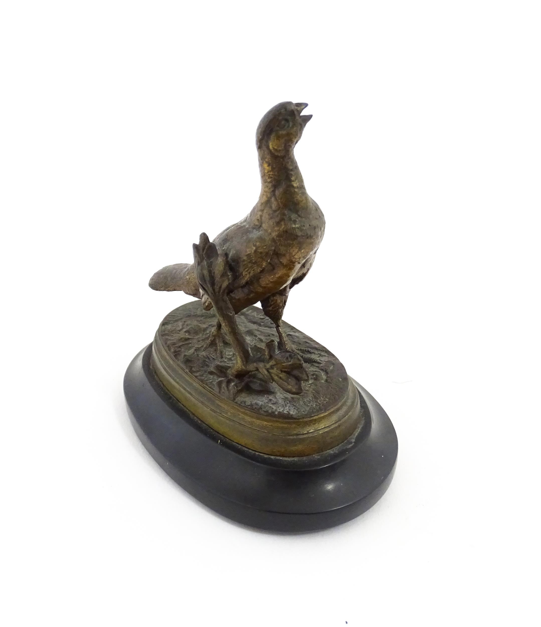 A 20thC cast bronze sculpture modelled as a partridge / bird after Jules Moigniez. Cast signature to - Image 6 of 8