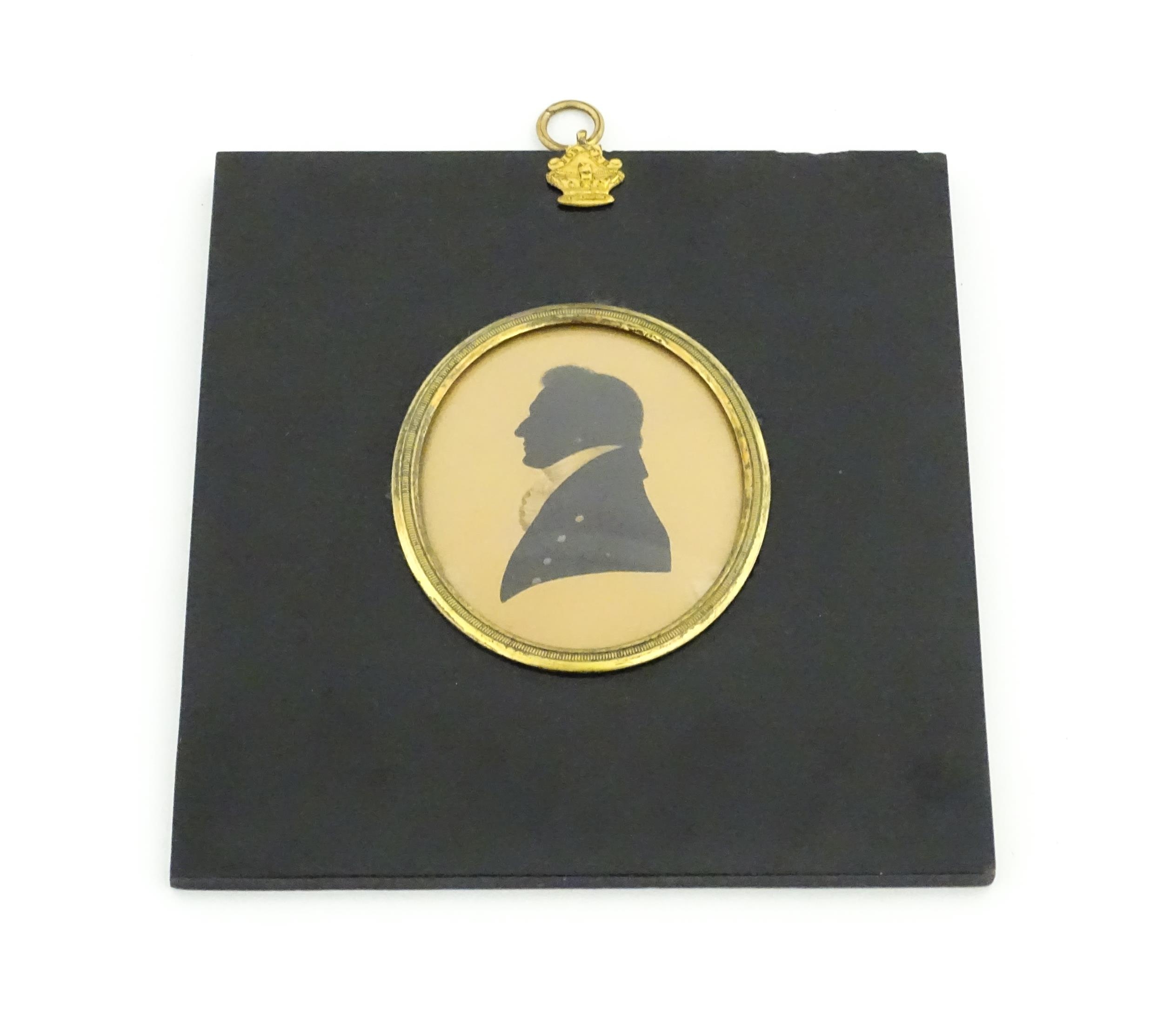 Two 19thC portrait miniature in the manner of Edward Ward Foster, one a silhouette portrait - Image 3 of 8