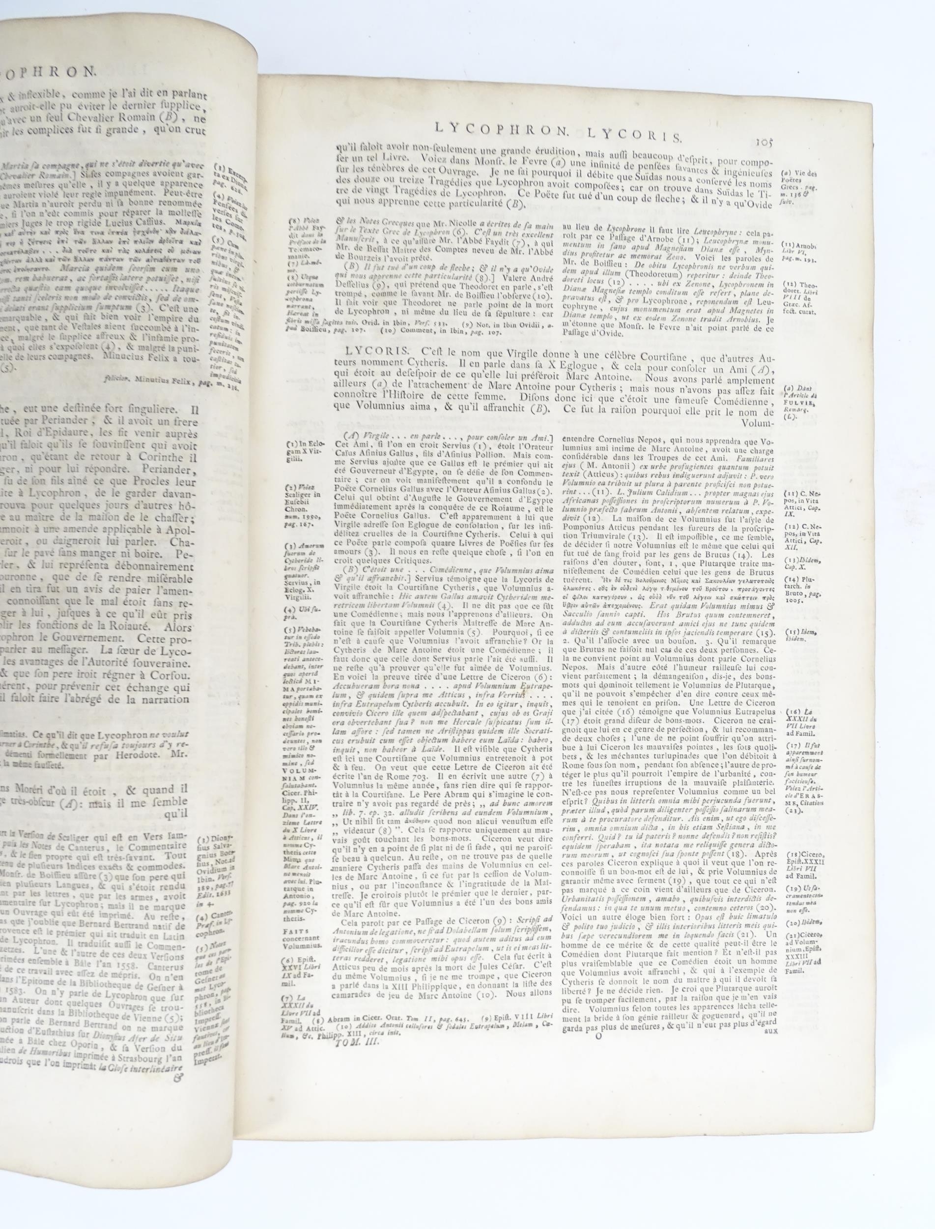 Book: Dictionaire Historique et Critique, by Mr Pierre Bayle. Published 1711 Please Note - we do not - Image 2 of 5