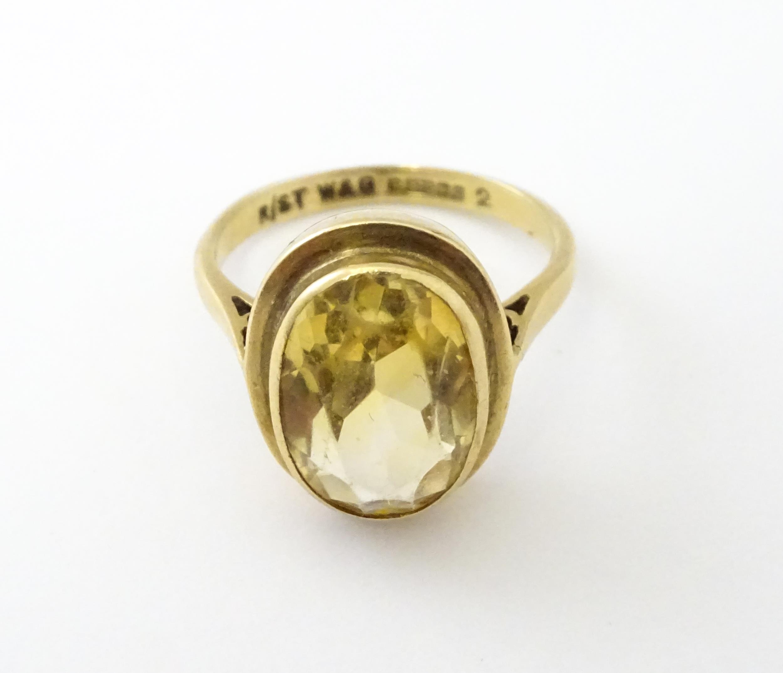 A 9ct gold ring set with central citrine. Ring size approx. O Please Note - we do not make reference - Image 5 of 6