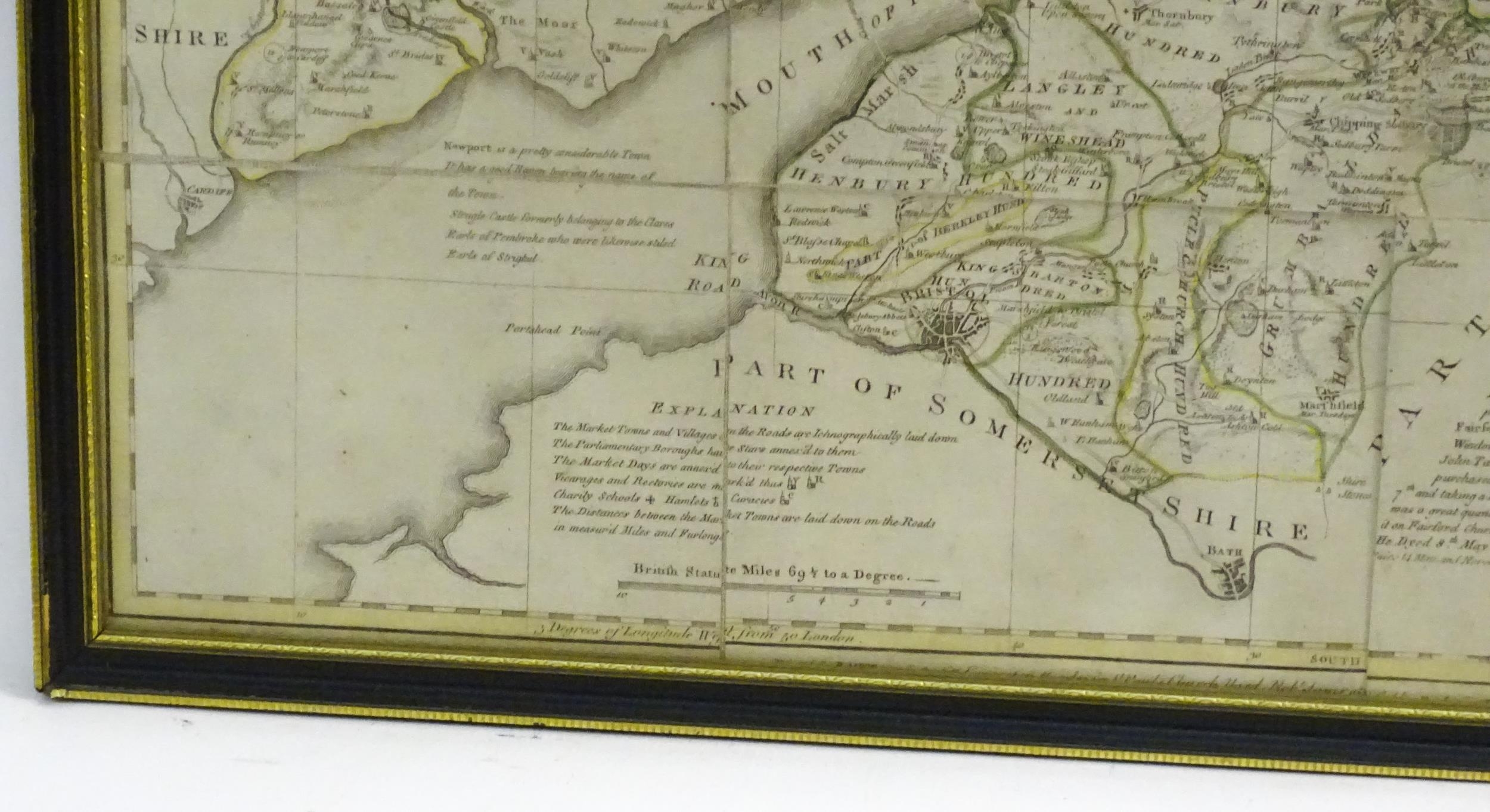 Map: An 18thC map of Gloucestershire with hand colouring, titled An Accurate Map of the Counties - Image 6 of 7