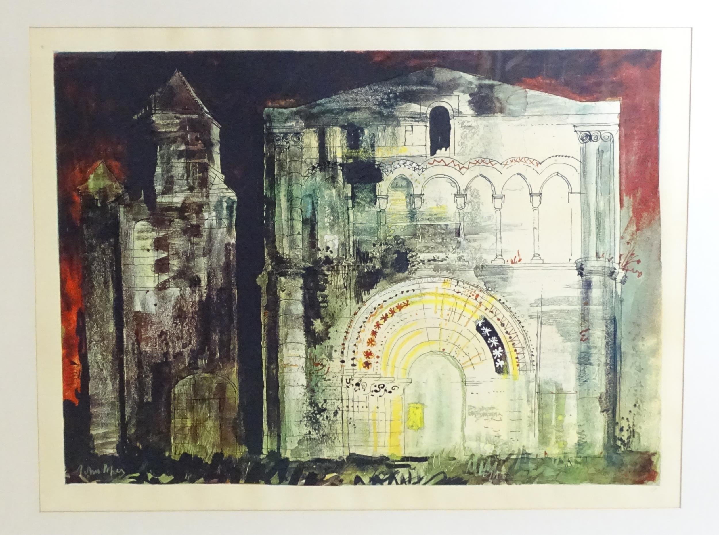 John Piper (1903-1992), Artist's Proof lithograph, St Simon-de-Pelouaille, Charente. A/P in pencil - Image 3 of 5