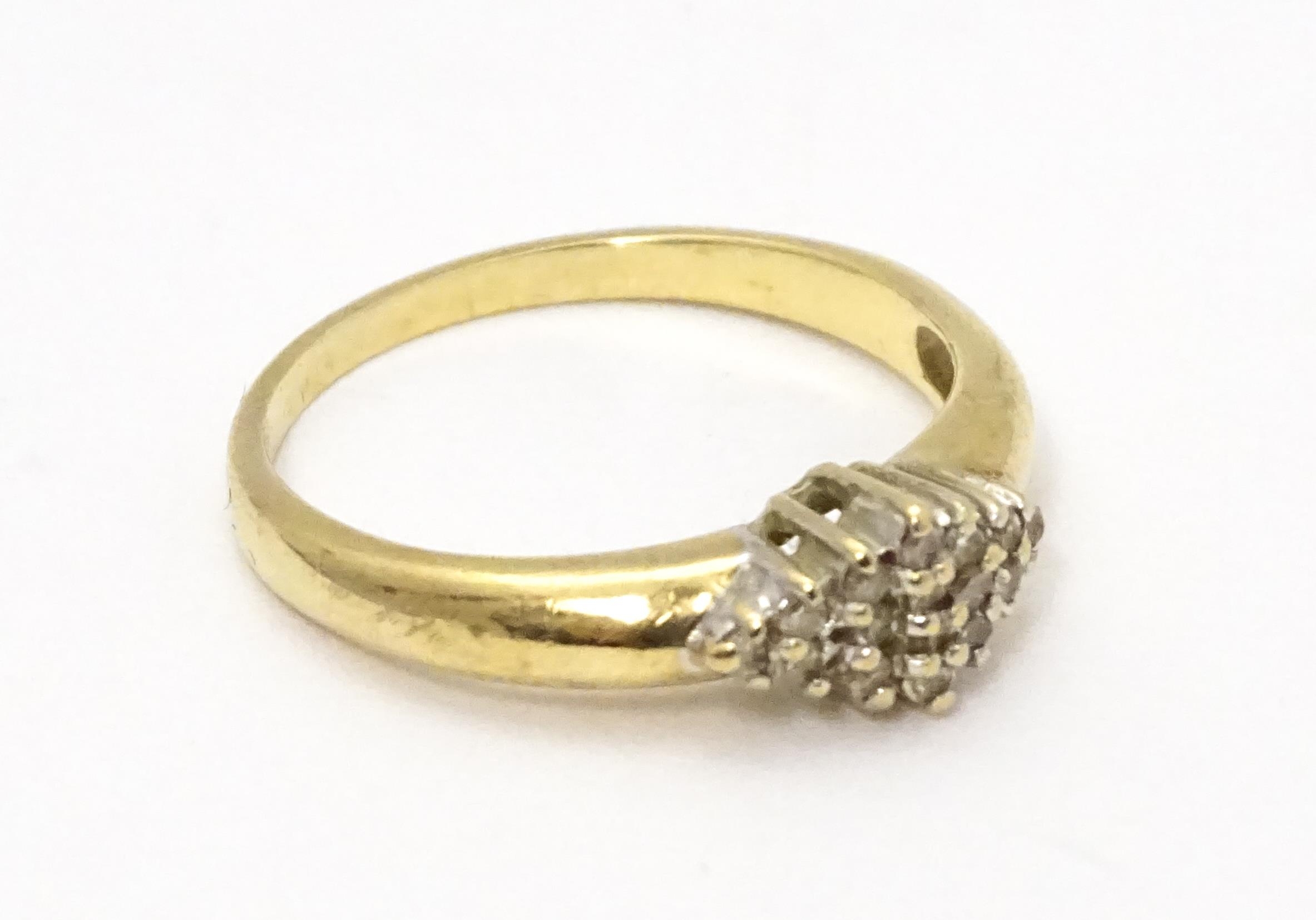 A 9ct gold ring set with diamond cluster. Ring size approx. K 1/2 Please Note - we do not make - Image 4 of 7