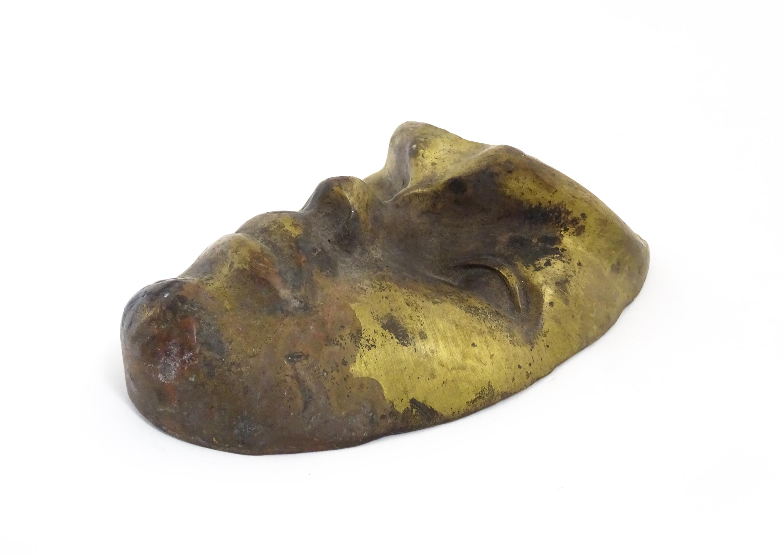 A 20thC bronze mask / plaque modelled as a face. Approx. 7 1/2" long Please Note - we do not make - Image 4 of 7