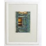 Rosemary Pettet, 20th century, Limited edition colour etching, Greek Door, Halki. Signed, titled and