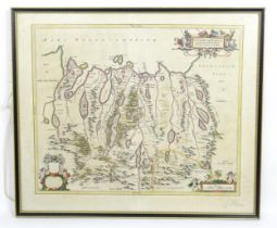 Map: A 17thC engraved and hand coloured map of Scotland titled Strath-Navernia / Strath Navern after