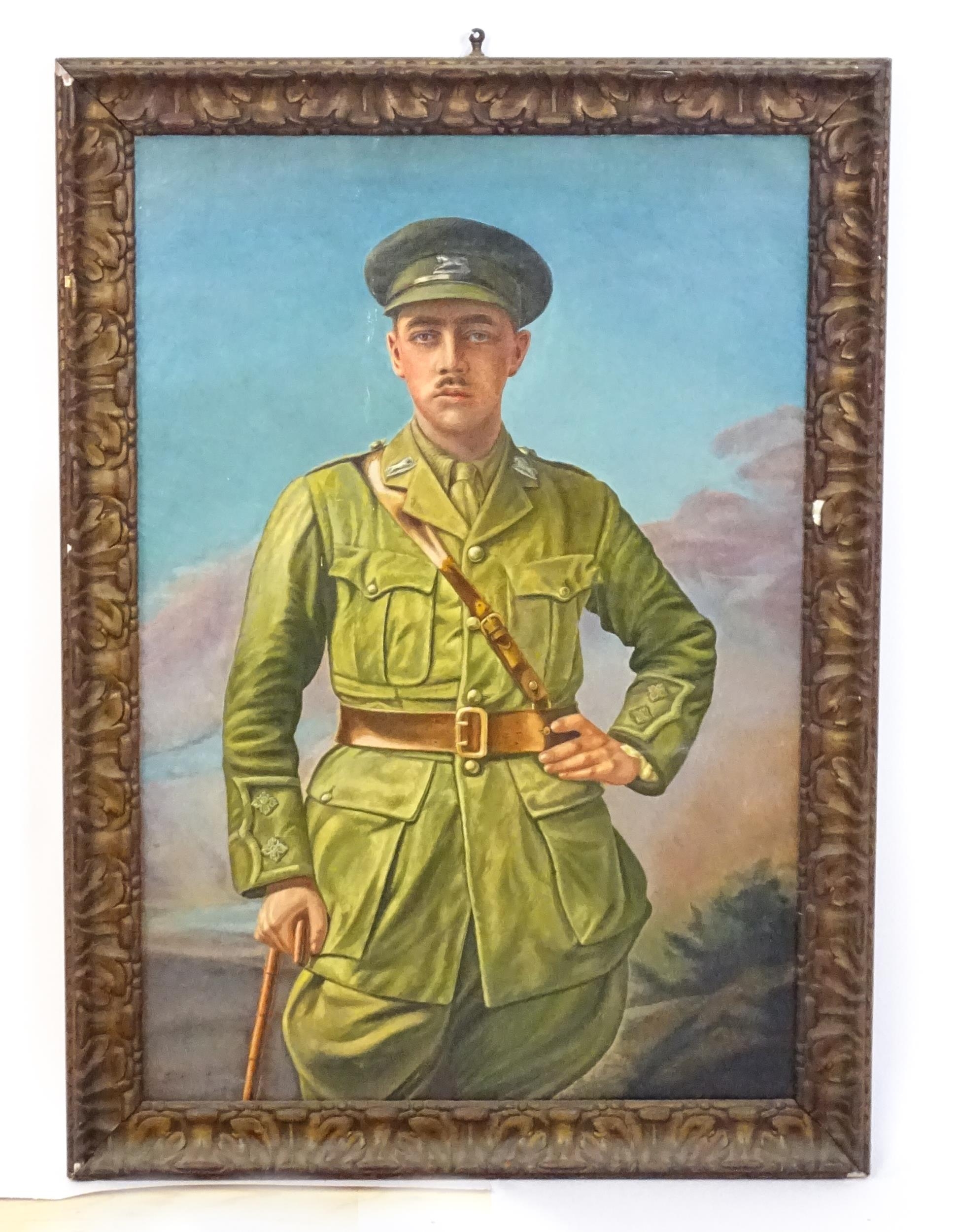 Leslie W. Lang, Early 20th century, Oil on canvas, A portrait of WWI / WW1 solider Lieutenant Gus