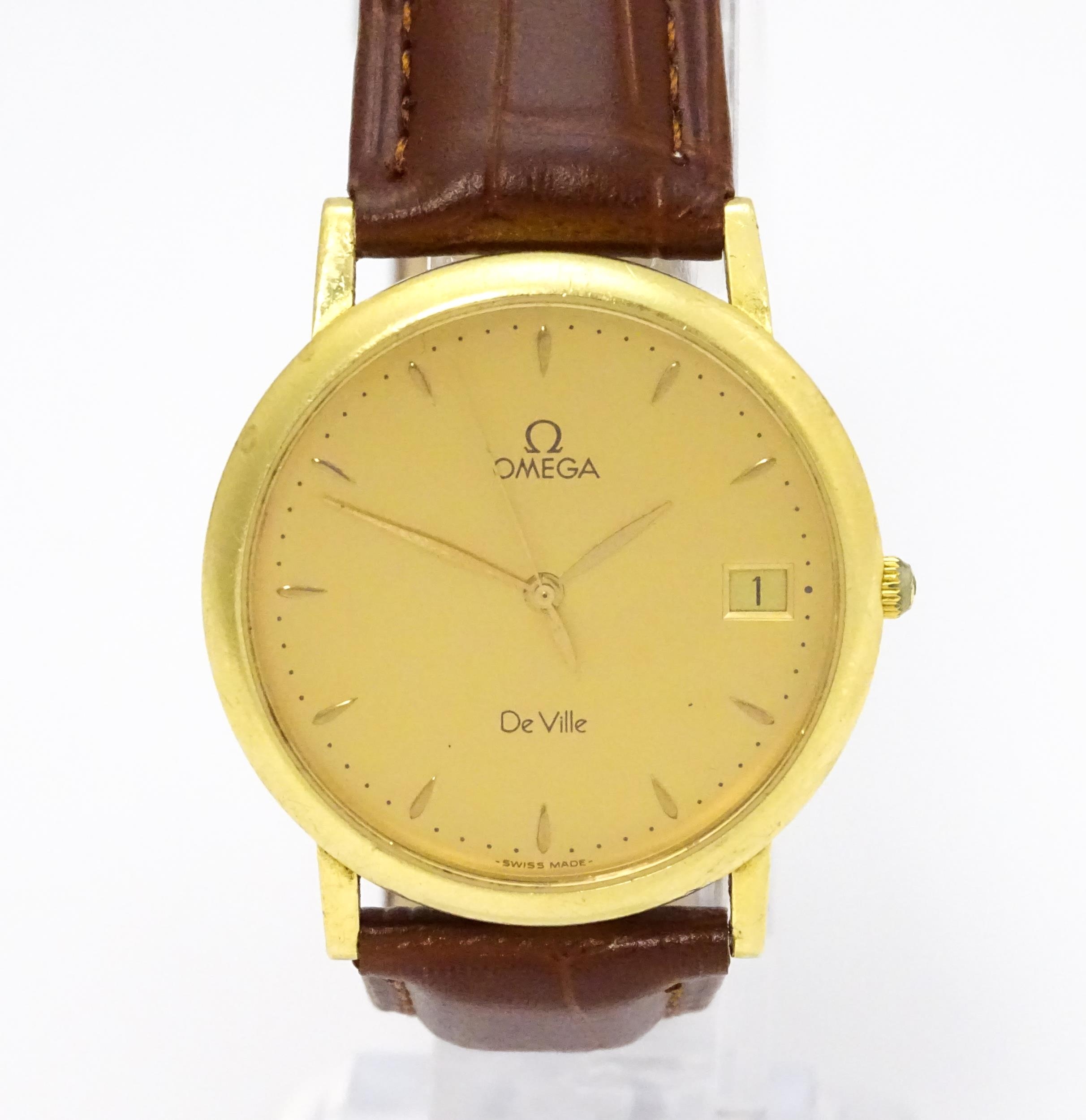 An Omega 18ct gold cased De Ville wristwatch, the dial with hour batons and date aperture. Watch - Image 12 of 17