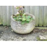 Garden & Architectural : a reconstituted stone planter, approx 13" tall, 18" in diameter Please Note