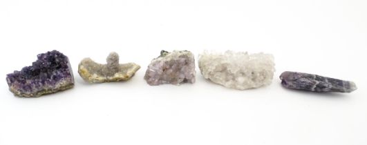 Natural History / Geology Interest: Five hardstone specimen geodes to include amethyst, quartz, etc.