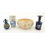 Four Somerset studio pottery wares by Martin Pettinger comprising an agate ware vase and bowl, a