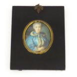 An early 20thC oil on card portrait miniature depicting The Comtesse de Tillieres after Jean-Marc
