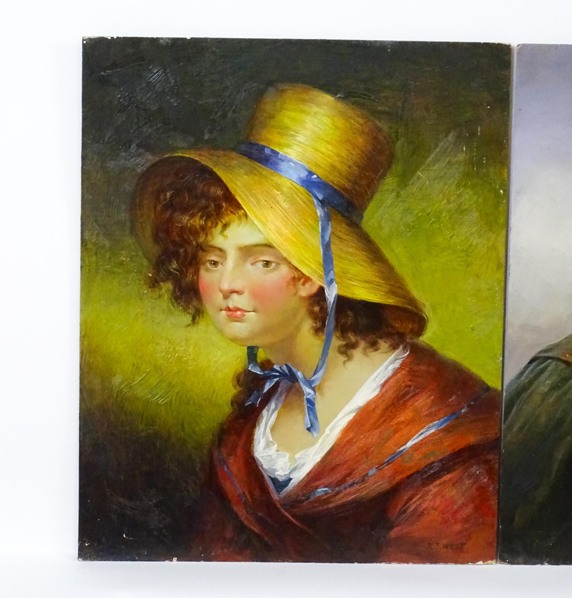 After Thomas Barker of Bath, 20th century, Oil on panel, A pair of portraits, one depicting a farmer - Image 4 of 6