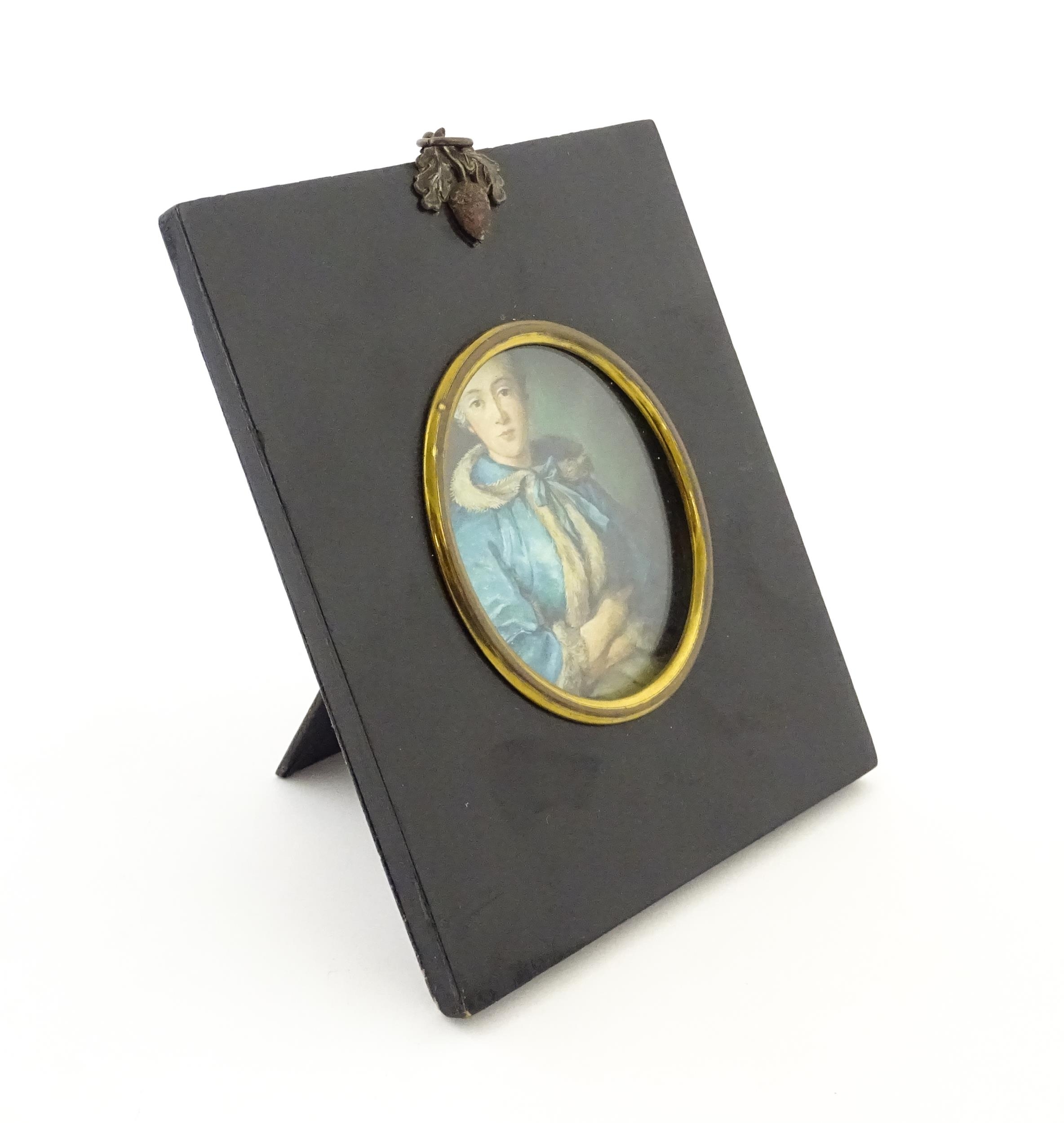 An early 20thC oil on card portrait miniature depicting The Comtesse de Tillieres after Jean-Marc - Image 9 of 9